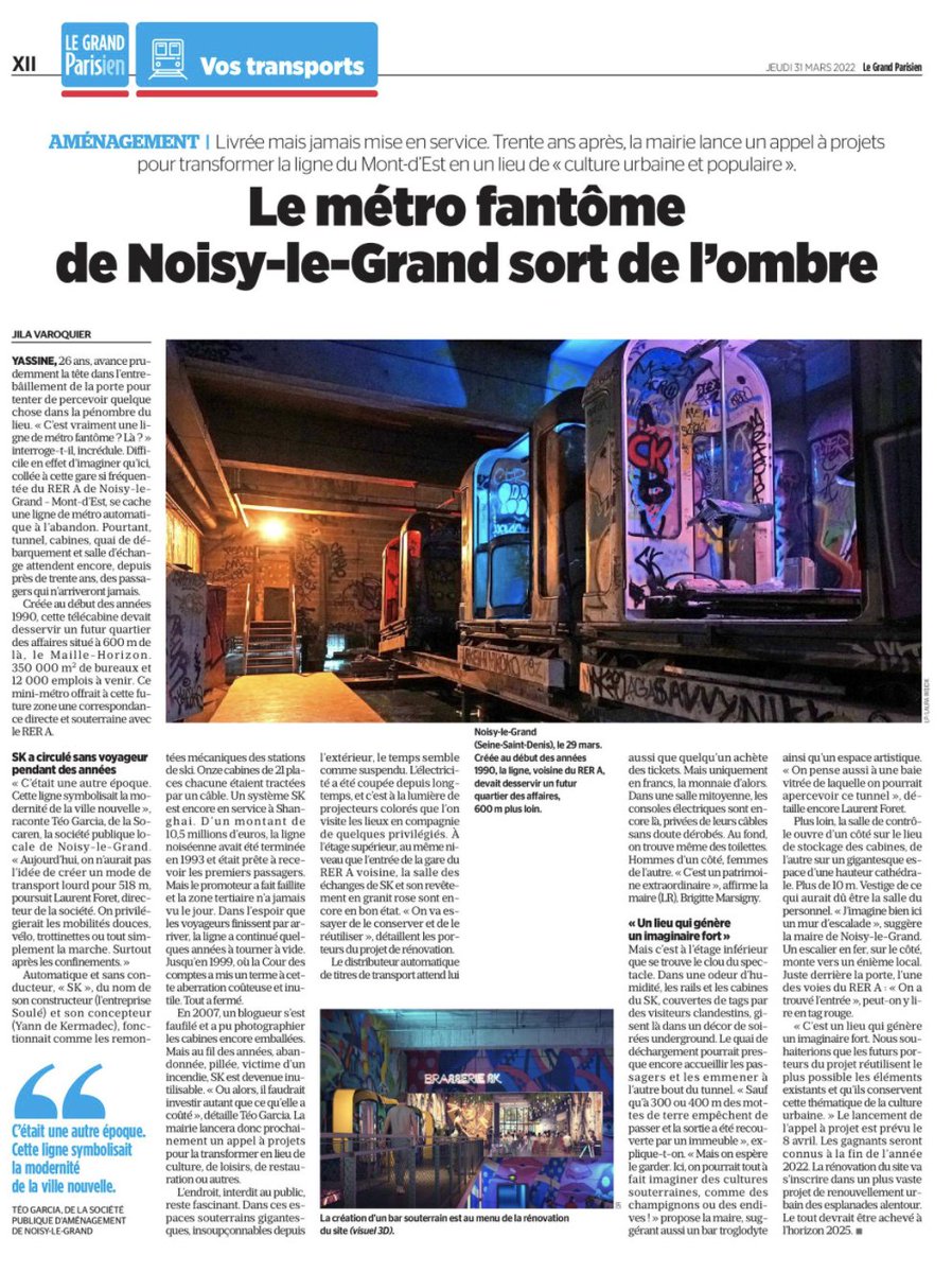 📰🚇A lire dans <a href="/leparisien_93/">Le Parisien | 93</a> de ce jour : Le Métro fantôme de #NoisyLeGrand sort de l'ombre

leparisien.fr/info-paris-ile…
#MetroSK #SeineSaintDenis
