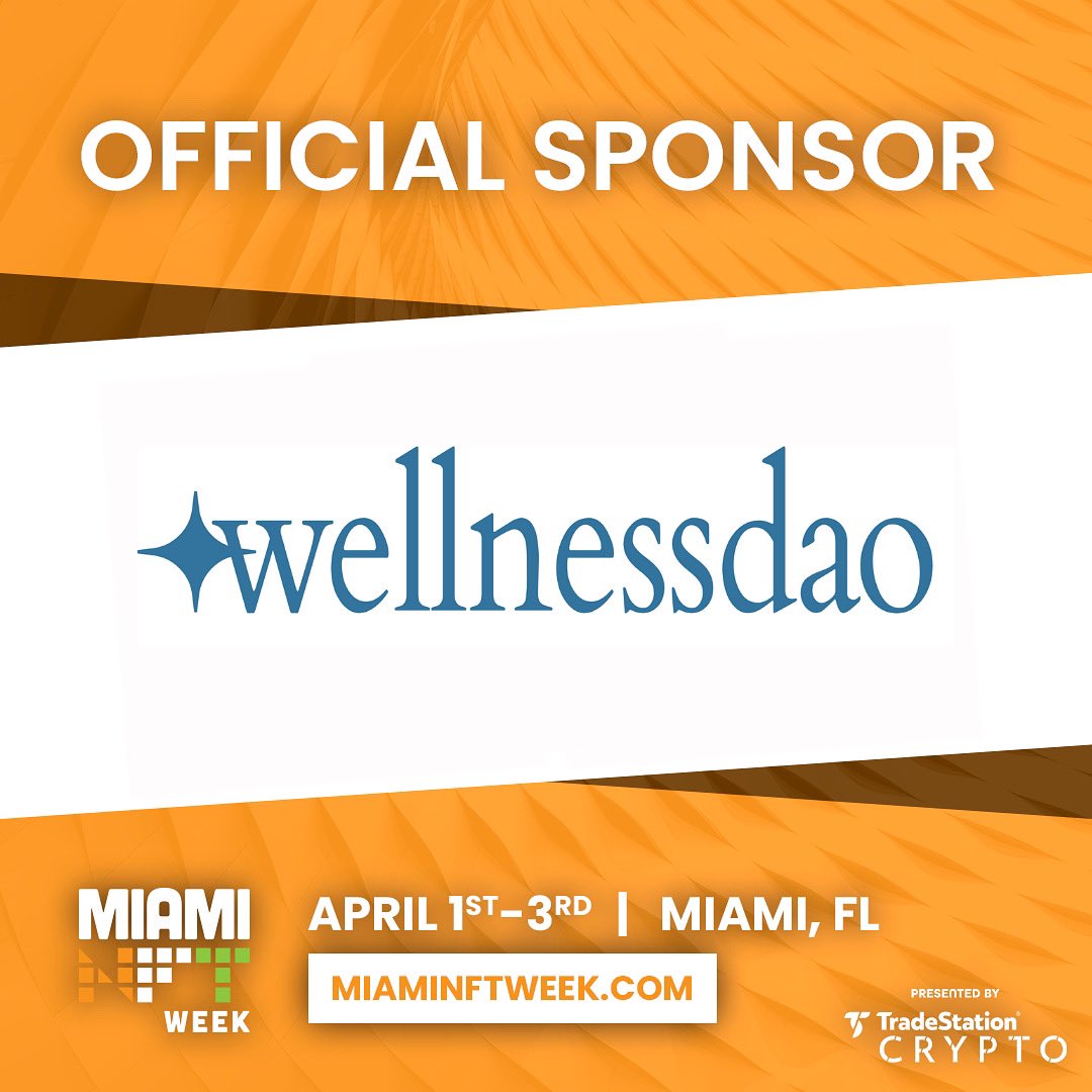 #MiamiNFTWeek  is pleased to announce our official sponsor - @wellnessDAO - a decentralized wellness community, dedicated to all things health, wellness, and fitness. @wellnessDAO 

Wellnessdao.life
