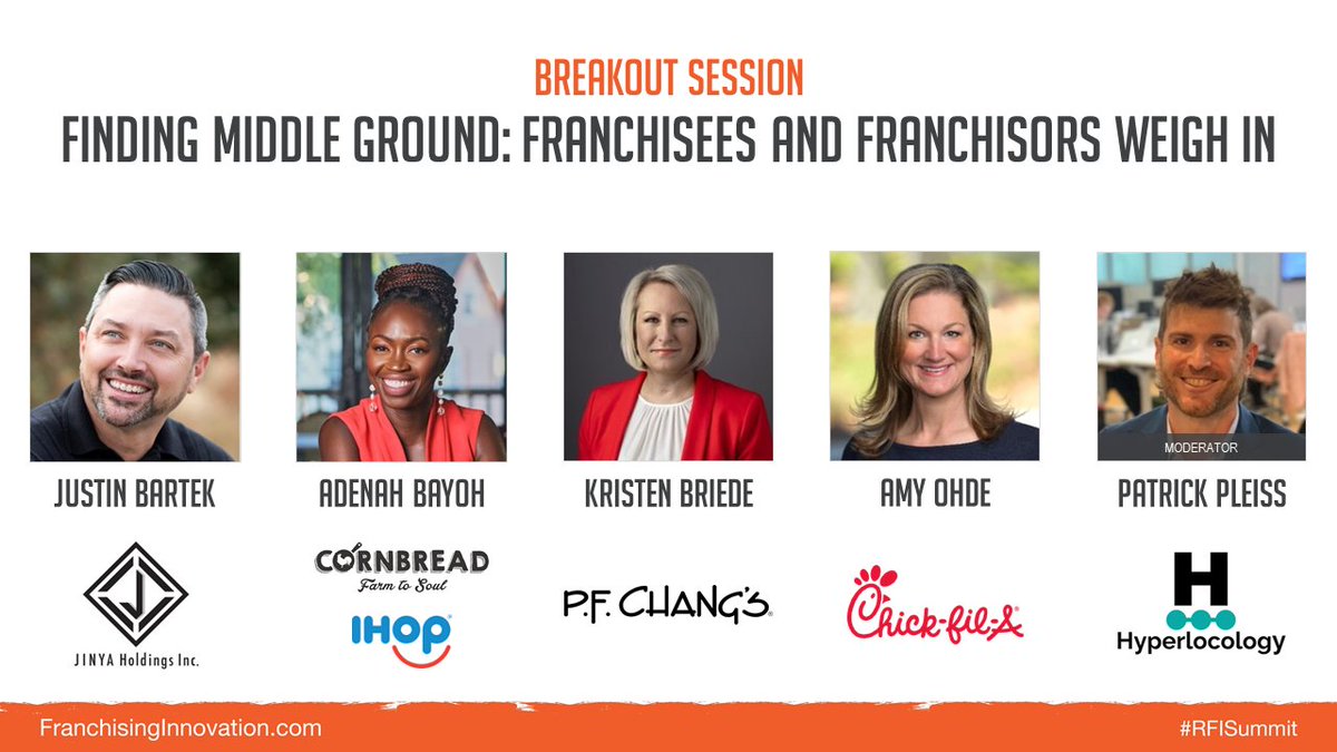 restaurantinnov's tweet photo. Panelists from  JINYA Holdings, Cornbread, IHOP, P.F. Chang’s, Chick-fil-A, and Hyperlocology will talk about the keys to successful franchisor-franchisee relationships. This session is coming up soon at #RFISummit. https://t.co/aATbPjKcCM