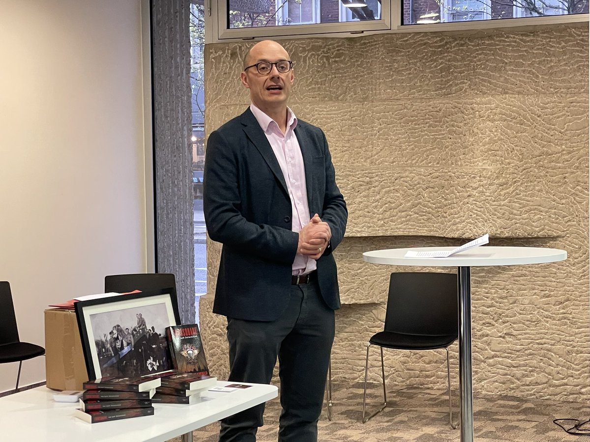 PhilipIngMBE's tweet photo. George Bearfield introducing @LastParachutist at #CzechEmbassy London a fantastic book available here : https://t.co/23J7yU7lJG https://t.co/x0HlSilrN8