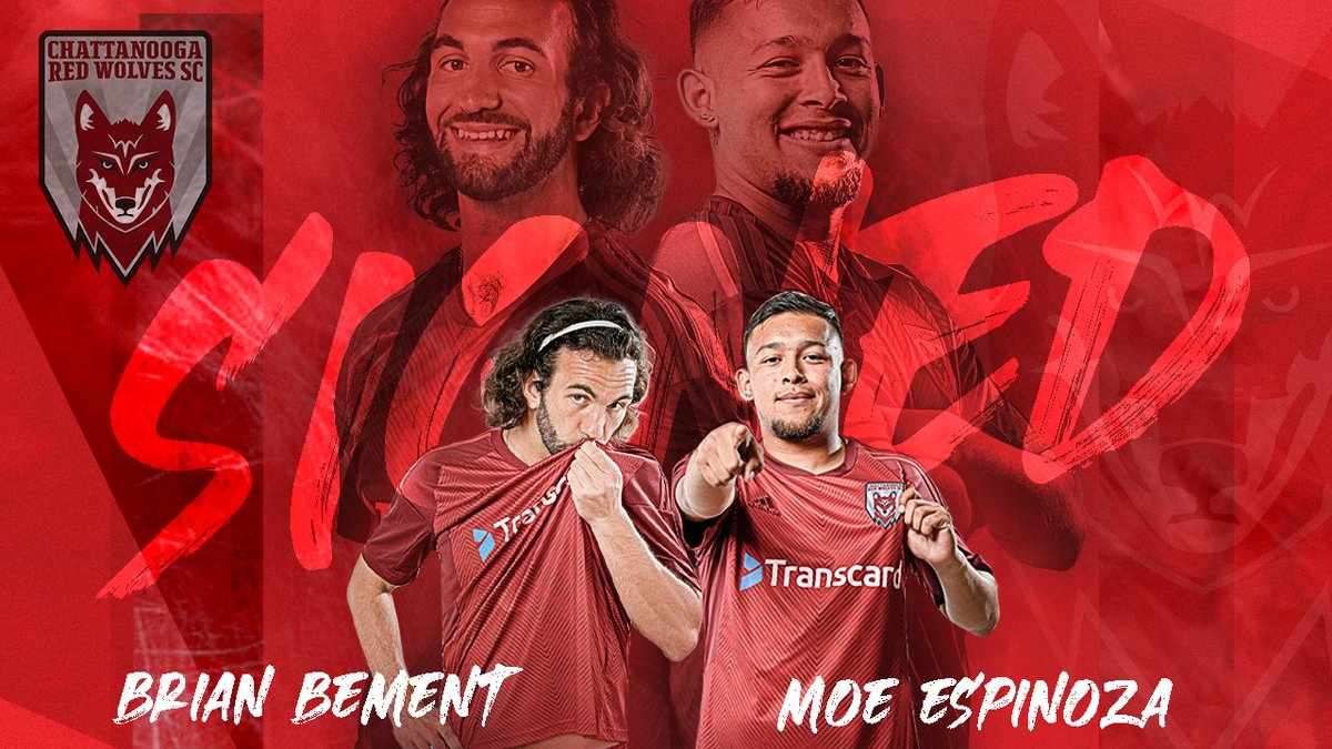 ChattRedWolves's tweet photo. After an incredible preseason, trialists Brian Bement and Ernesto "Moe" Espinoza have officially joined the squad. Welcome to Chattanooga gentlemen 🤝
#DaleMoe #DaleBrian 🐺 https://t.co/RG2XlINfwt