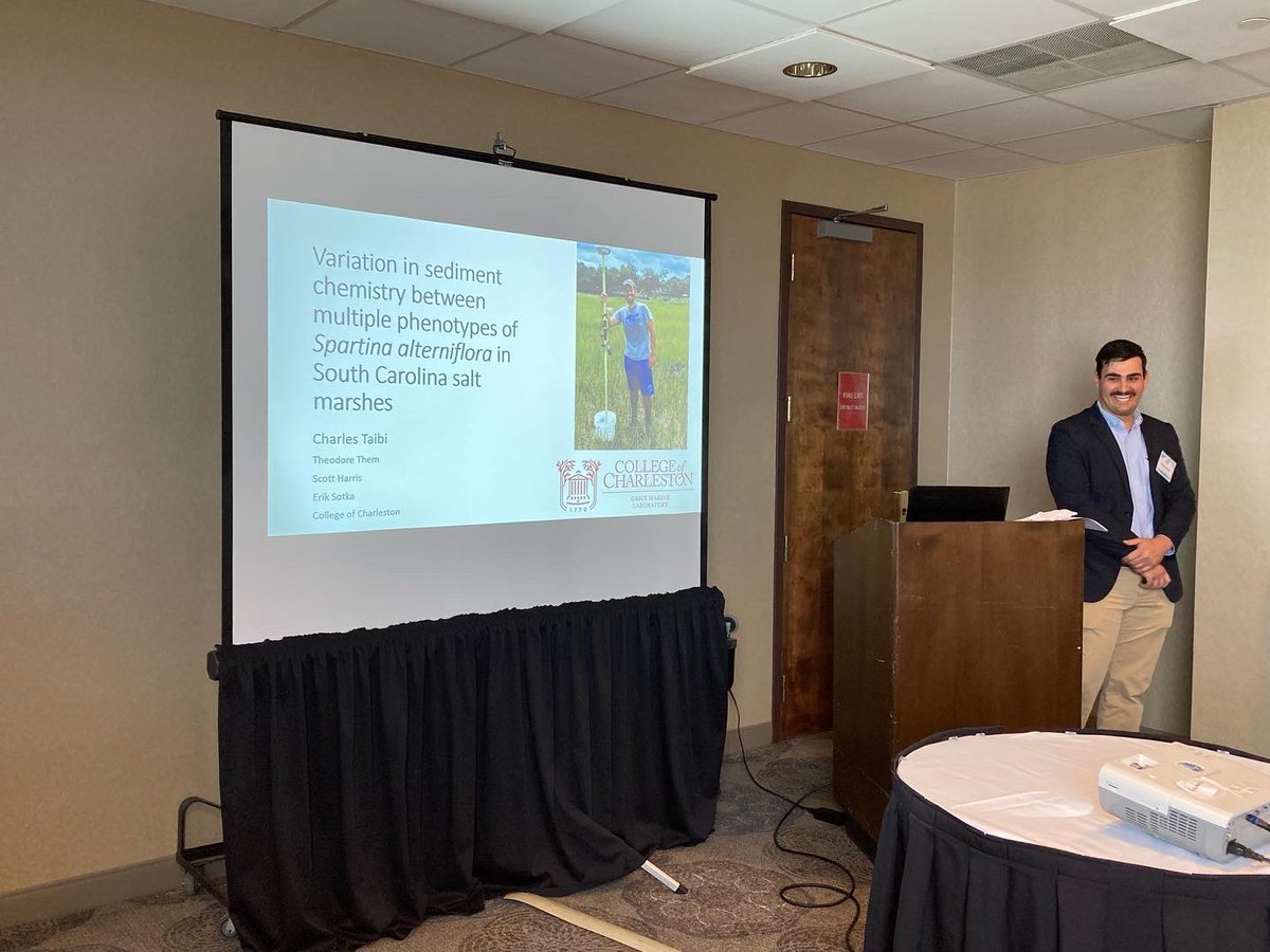 thatsasponge's tweet photo. Charles Taibi was the first @CofC student to present at the @BenthicEcology meeting in Portsmouth, NH! Charles did an awesome job presenting his work with @ErikSotka on SC salt marshes. https://t.co/lV7Y3WmE1R