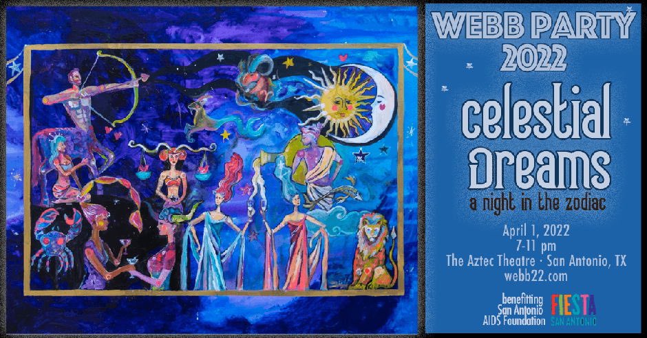 Tomorrow at 7PM, check out the WEBB Party 2022 and support one of our beneficiaries, the San Antonio AIDS Foundation! With Mercury in Gatorade and a rising Caprisun in the 4th House, the stars are aligning for a fun party!🌽✨  

Tickets available at: universe.com/events/webb-pa…