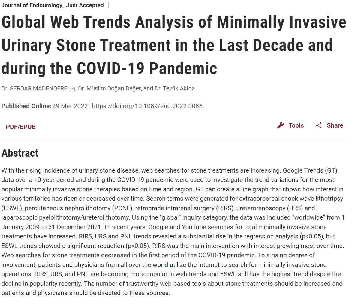 mddeger's tweet photo. New work! What has changed in min inv stone surgery in the covid era and last 10 years? What are the patients looking for, which procedures urologists would like to do more? Answers;
@JEndourology @so_uro @eauesut @EAU_YAUroTech @EAUYAUrology  @drkemalsarica https://t.co/IHwWCojuO7