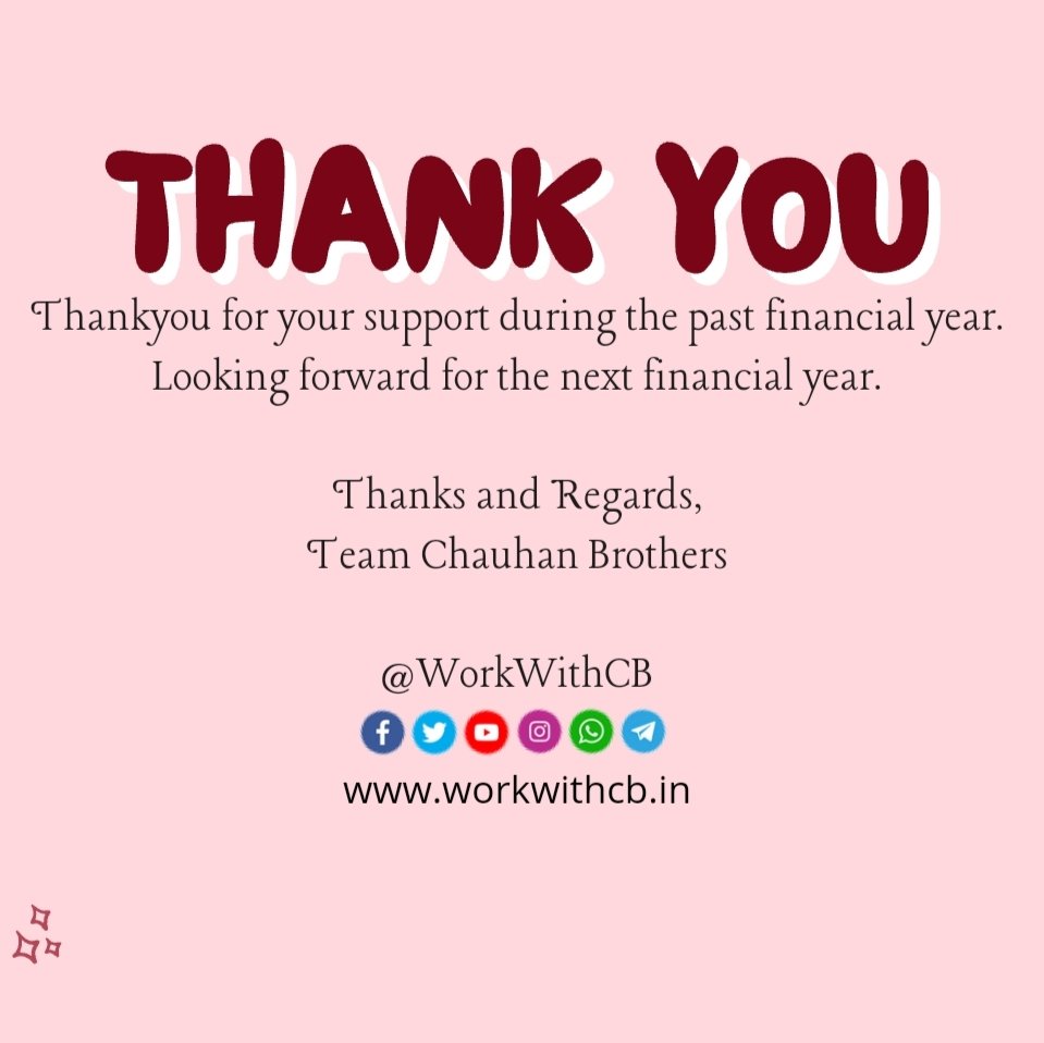 Chauhan Brothers™ (@workwithcb1) on Twitter photo Thankyou for your support during the past financial year.
Looking forward for the next financial year.
Thanks and Regards,
Team Chauhan Brothers
<a href="/workwithcb/">cbcreativeservices</a> Thankyou for your support during the past financial year.
Looking forward for the next financial year.
Thanks and Regards,
Team Chauhan Brothers
<a href="/workwithcb/">cbcreativeservices</a>