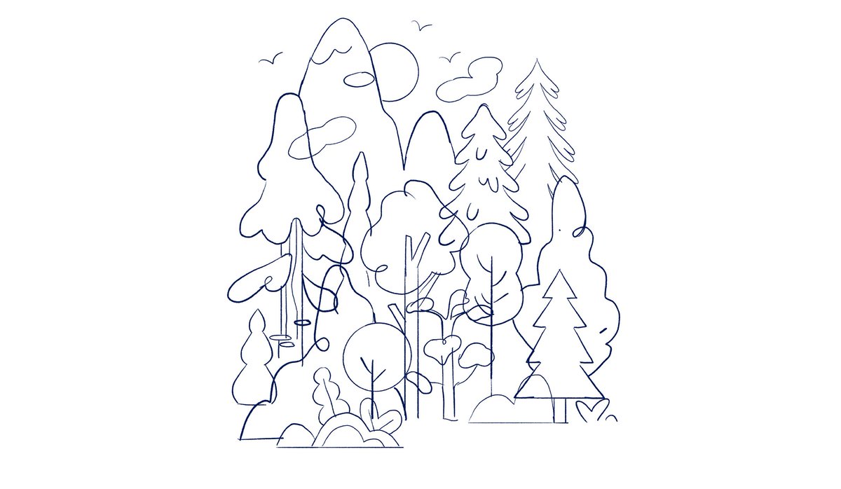 Horizontal version and sketch 💛🌳🌲⛰️🌄 
