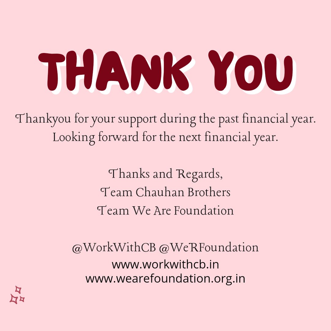 Raghvendra Singh (@techraghvendra) on Twitter photo Thankyou for your support during the past financial year.
Looking forward for the next financial year.
Thanks and Regards,
<a href="/WorkWithCB1/">Chauhan Brothers™</a>
<a href="/werfoundation/">We Are Foundation</a> Thankyou for your support during the past financial year.
Looking forward for the next financial year.
Thanks and Regards,
<a href="/WorkWithCB1/">Chauhan Brothers™</a>
<a href="/werfoundation/">We Are Foundation</a>