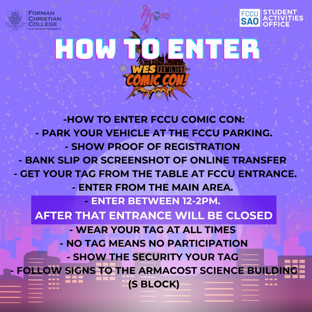 WESFCCU's tweet photo. Below are some tips on entering FCCU:
-Park at the FCCU parking
-Show proof of registration and get your tag
-Enter from the main area between 12-2 
-Always keep your tag on you
-Upon entering follow the signs to the S-block (Armacost building) https://t.co/hGbJ9Jclks