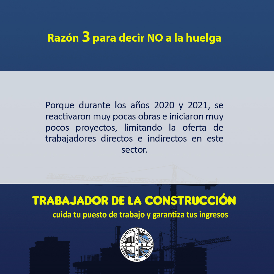 ❗ Razón 3 para que los trabajadores expresen su voto negativo a la huelga indefinida convocada por Suntracs.

#NoalaHuelga #Noalaparalizacióndelaconstrucción