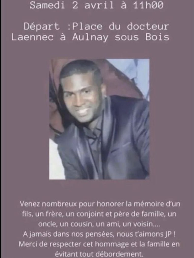 justicepouribo's tweet image. Jean-Paul (JP) a été abattu par la police ce 26 mars 2022. Soyons nombreux pour soutenir sa famille 🙏🏾

#justicepourjp #justicepouribo #justicepourtous