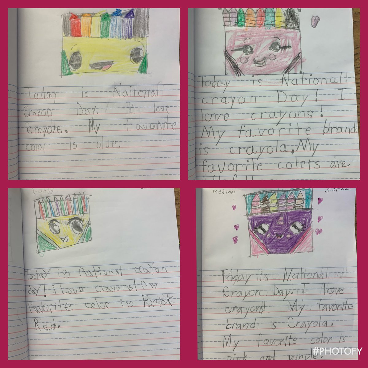 AlisonGibbons01's tweet photo. “Mrs. Gibbons, it must be one of your favorite days!” 😂. My scholars know how much I love to color.  It seemed like a perfect day to write in our journals about our favorite crayons! #nationalcrayonday #chdreambuilders https://t.co/1iGAM7Ql0w
