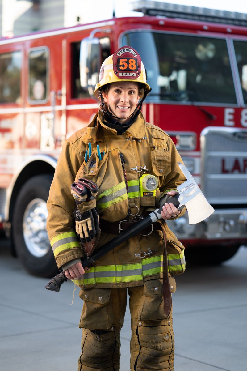 LACity's tweet photo. [1/5] As #WomensHistoryMonth comes to a close, we continue to celebrate with LA City She-roe @LAFDtalk  Firefighter Paramedic Kerry Crivello.  Kerry has been with the department for 5 years. https://t.co/srFBEFKxcq