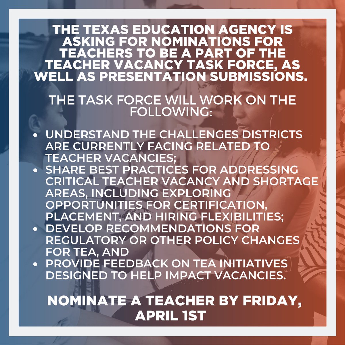 BestinClassDFW's tweet photo. Nominate a teacher BY FRIDAY, APRIL 1ST here: https://t.co/2Iox8haHZ7 https://t.co/irH4ct5nOS