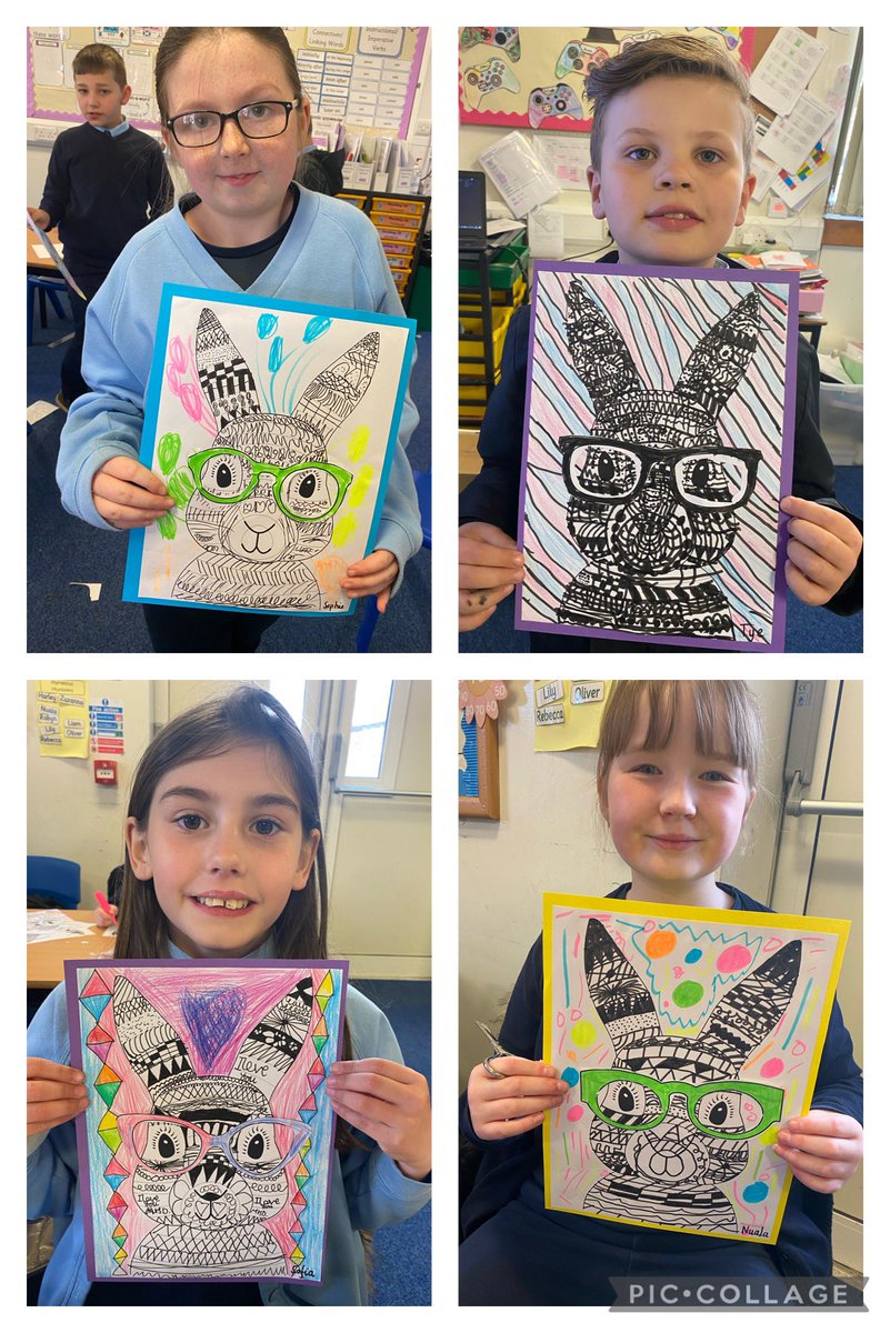 MrsDandP54's tweet photo. Funky Easter art work! 🐰 https://t.co/t4MpnIgB1K