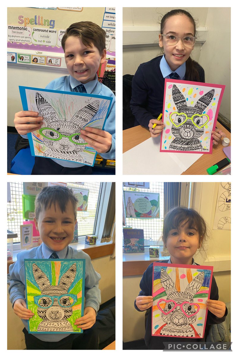 MrsDandP54's tweet photo. Funky Easter art work! 🐰 https://t.co/t4MpnIgB1K