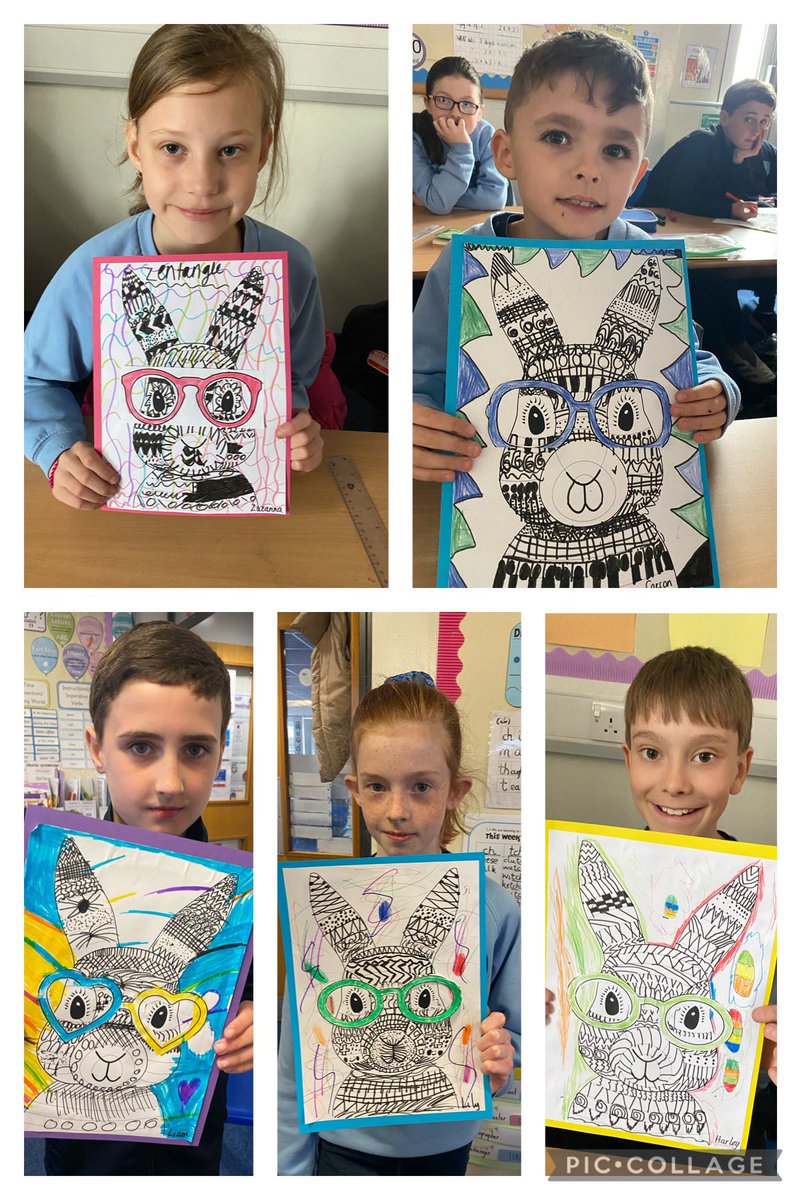 MrsDandP54's tweet photo. Funky Easter art work! 🐰 https://t.co/t4MpnIgB1K