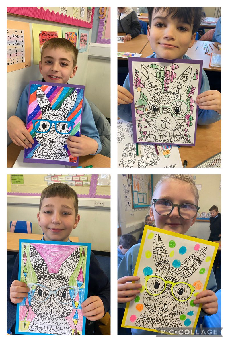 MrsDandP54's tweet photo. Funky Easter art work! 🐰 https://t.co/t4MpnIgB1K