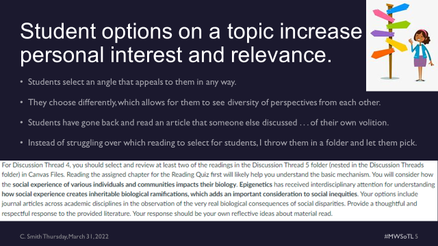 catfsmitharch's tweet photo. Instead of figuring out how to cram all the relevant implications in, I let students decide to read articles that relate to them the most from a vast array. They find the reading so much more meaningful that way.
 #MWSoTL https://t.co/VBw0B0qKiV