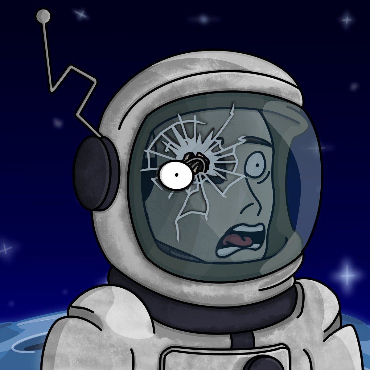 ⚠️Another 1/1 special reveal!!!⚠️

Introducing our 'Crash-Stronaut'🌠

It appears this is the last Dummy you want along side you on your rocket to the moon! 🚀🤪💥 

He's dope AF though!

#LFCrash #DumGang #VID #CNFT #NFT #CNFTDrop