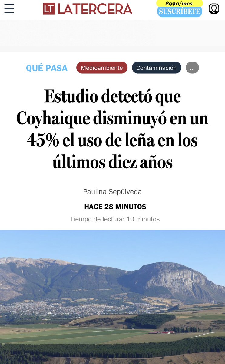 🔴 PRENSA: Estudio de <a href="/INFOR_Minagri/">Instituto Forestal</a> detectó que #Coyhaique disminuyó en un 45% el uso de leña en los últimos diez años. Ver nota en <a href="/latercera/">La Tercera</a> y en el link bit.ly/3wRLcdS