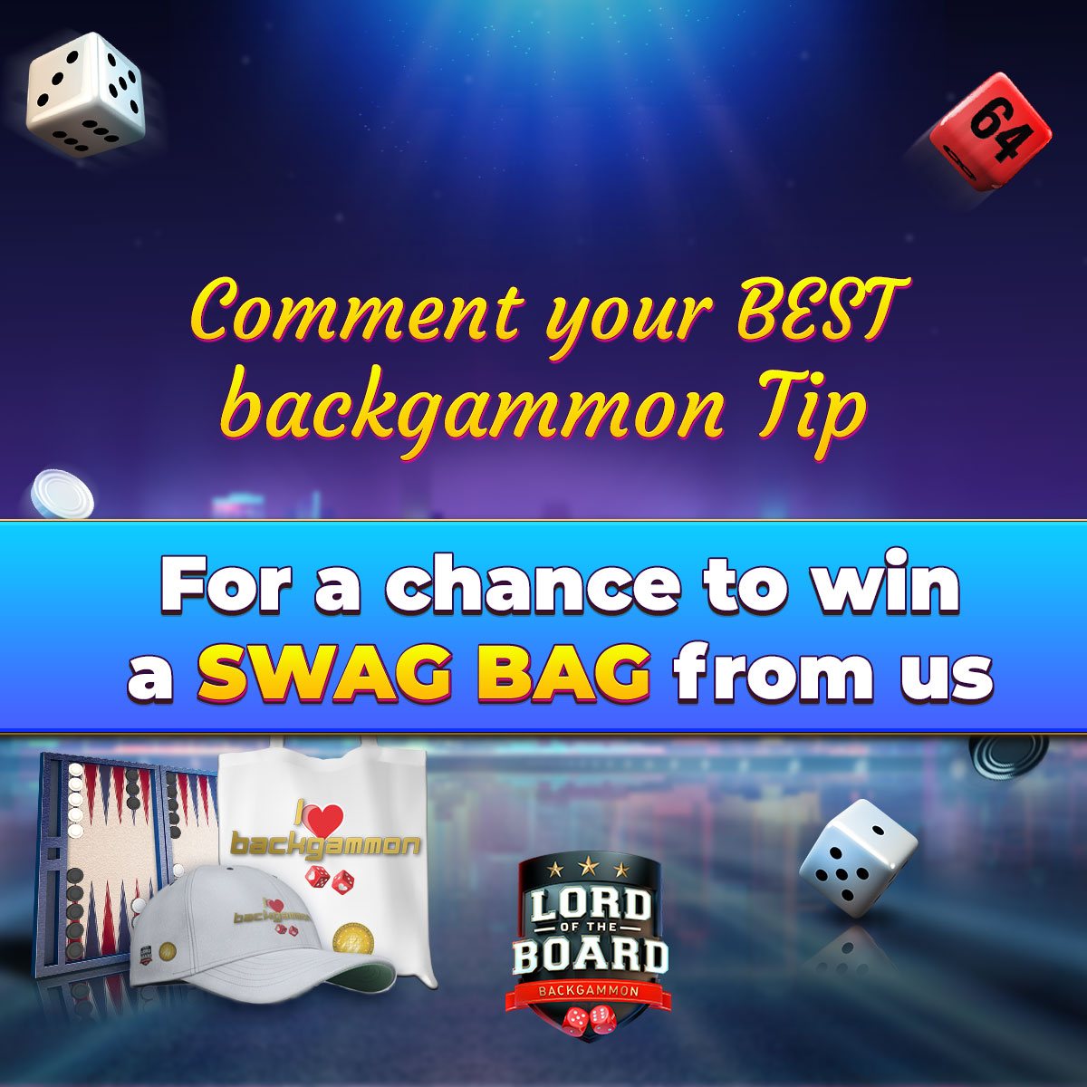 Lordoftheboard3's tweet photo. What's your most important #Backgammon TIP?
πShare your wisdomπ for a chance to win giftsπ from the Backgammon World Championshipπ https://t.co/YK7eM3RJDr
#WBGF #WTBC #WTBC2022 #probackgammon #BestBackgammonπ² #boardgames #backgammon #game #freecoins #LordoftheBoard #venice https://t.co/RMzZxo5t4I