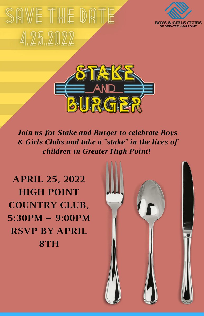 STAKE &amp; BURGER IS COMING! APRIL 25TH, 2022! SAVE THE DATE NOW! 
We are just a month away from an in-person event. Can't wait for a fun night with the kids and community! 
Want to know more information to be a sponsor and ticket details,
 visit buff.ly/3DmTziN !