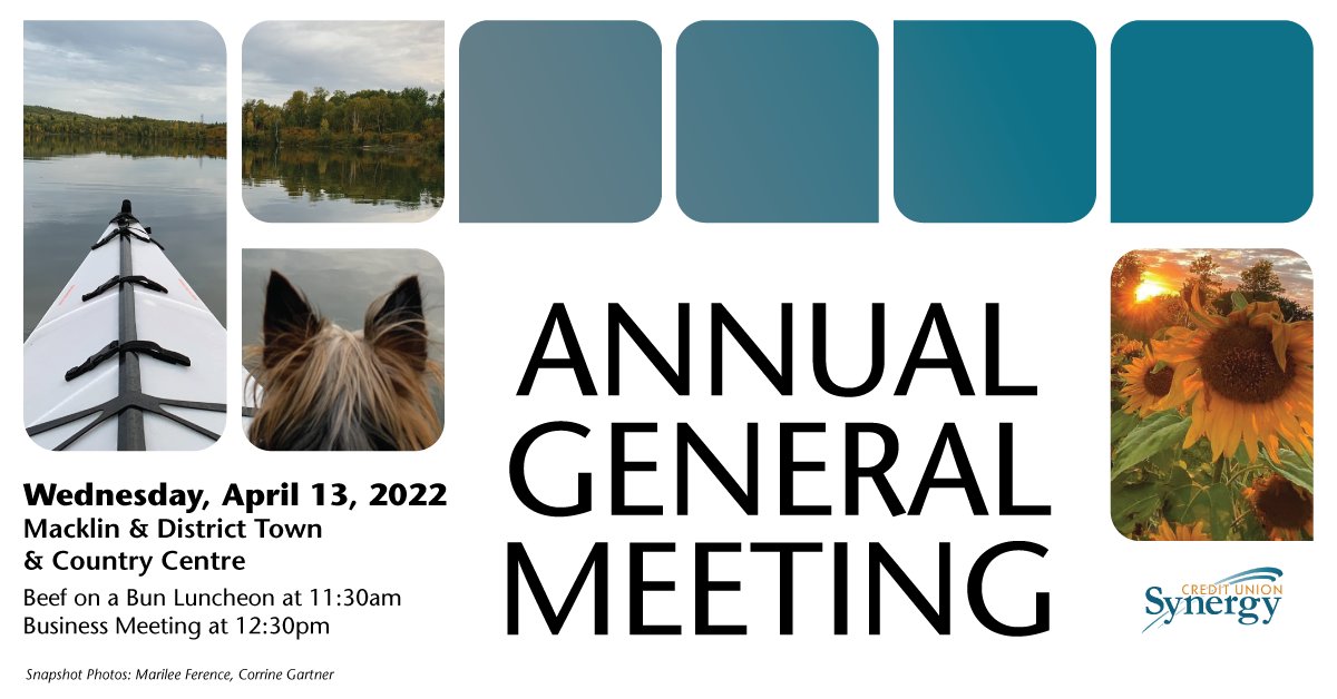 Membership with us means you’re an owner and have a share in your credit union’s profits. Attend the AGM to hear more about your credit union’s activities and future: 
- April 13, 2022
- 11:30am: Beef &amp; Bun 
- 12:30pm: Business Meeting
- Macklin &amp; District Town &amp; Country Centre