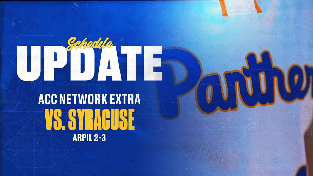 Pitt_SB's tweet photo. 🚨 Schedule Update 🚨

Pitt's three-game series vs. Syracuse will now consist of a double-header Saturday at 1 PM &amp; 3 PM. Sunday's finale is still scheduled for 12 PM.

#H2P https://t.co/gNBDiKVROu