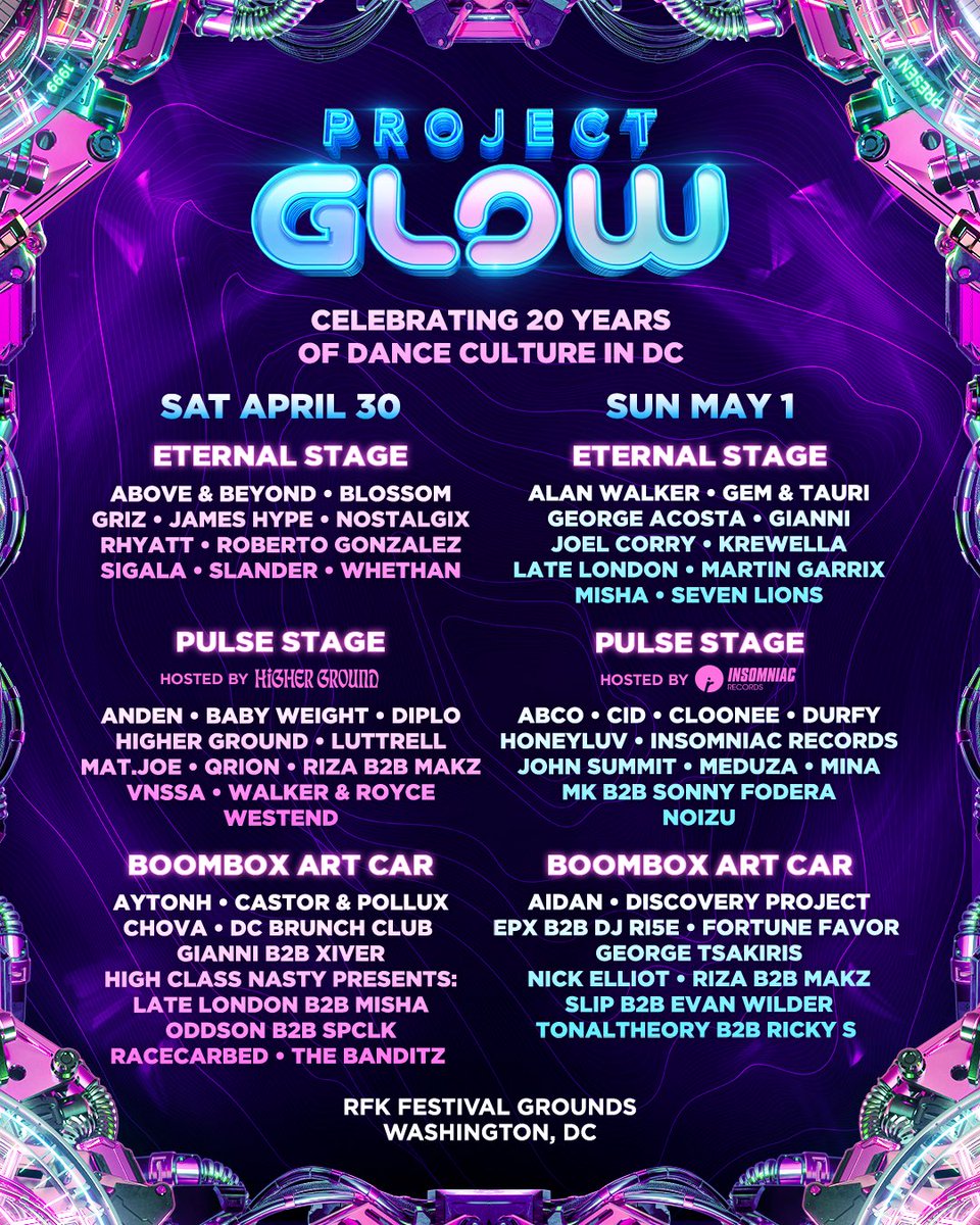 Project Glow lineup 2022