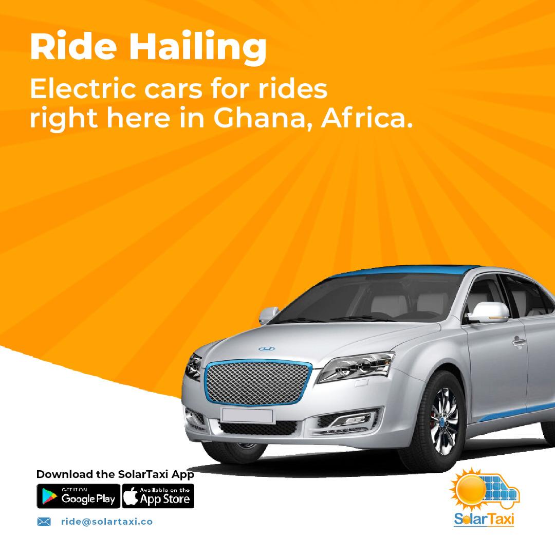 JorgeAppiah's tweet photo. Finally here! 
We are giving free rides starting tomorrow to Sunday! 
Enjoy your a ride in a Electric Car. Download the App.
 
#SolarTaxi https://t.co/FBkylPzwBU