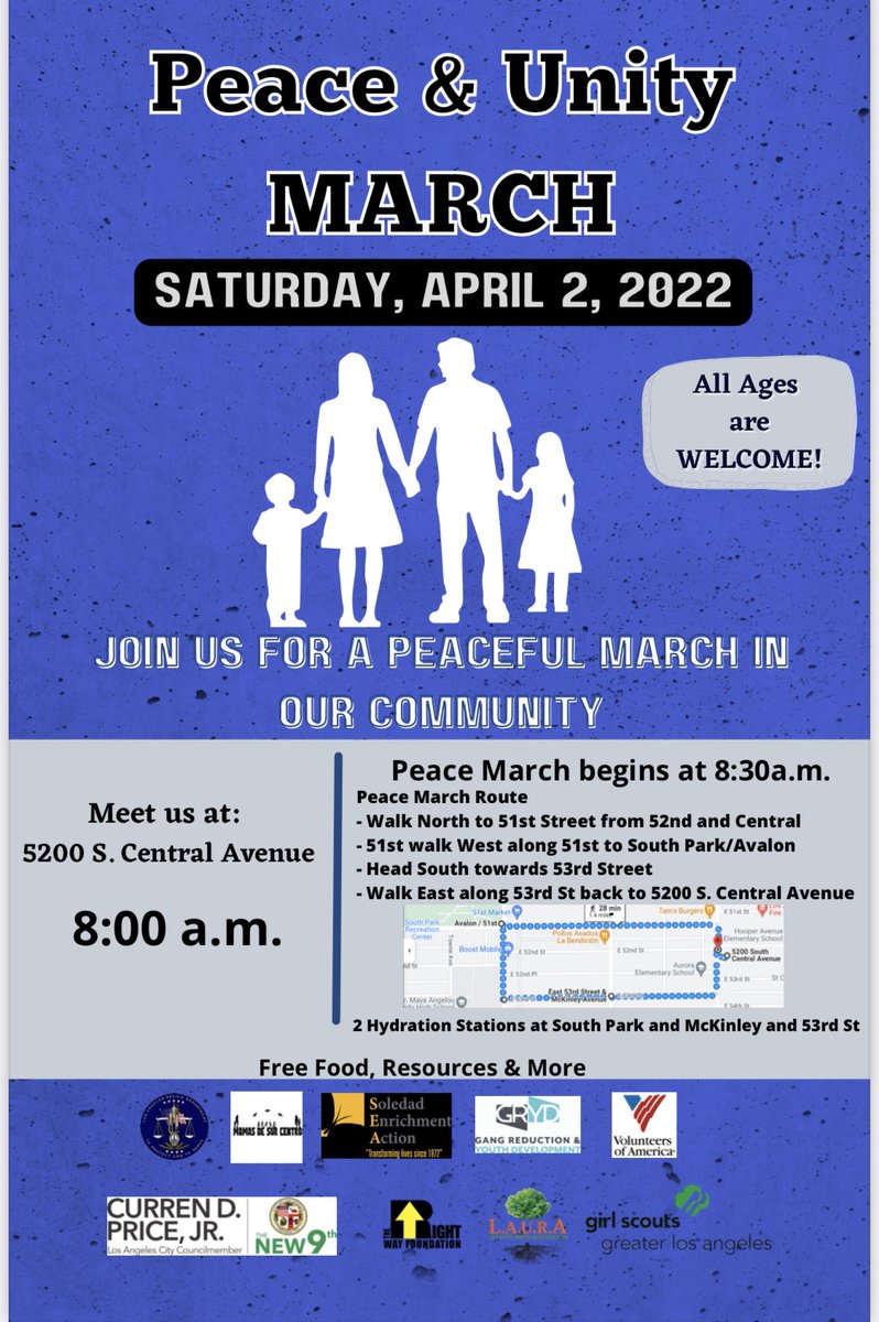Please join our community for a  our “See Something, Say Something” PEACEFUL March on April 2, 8:00am. Meet @ 5200 S. Central Ave (New Hope Baptist Church). See flier for more information. There will be resource booths &amp; refreshments available.