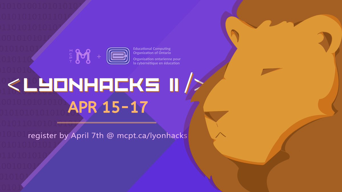 ecooorg's tweet photo. HACKATHON!
Ontario students aged 13-18
are invited to participate in the ECOO-sponsored LyonHacks II event, taking place Aug 15-17

You can complete in teams of up to 4 — Register by April 7 (next Thursday!)

https://t.co/IIATo9c0K8 https://t.co/nrF5l1DqE4