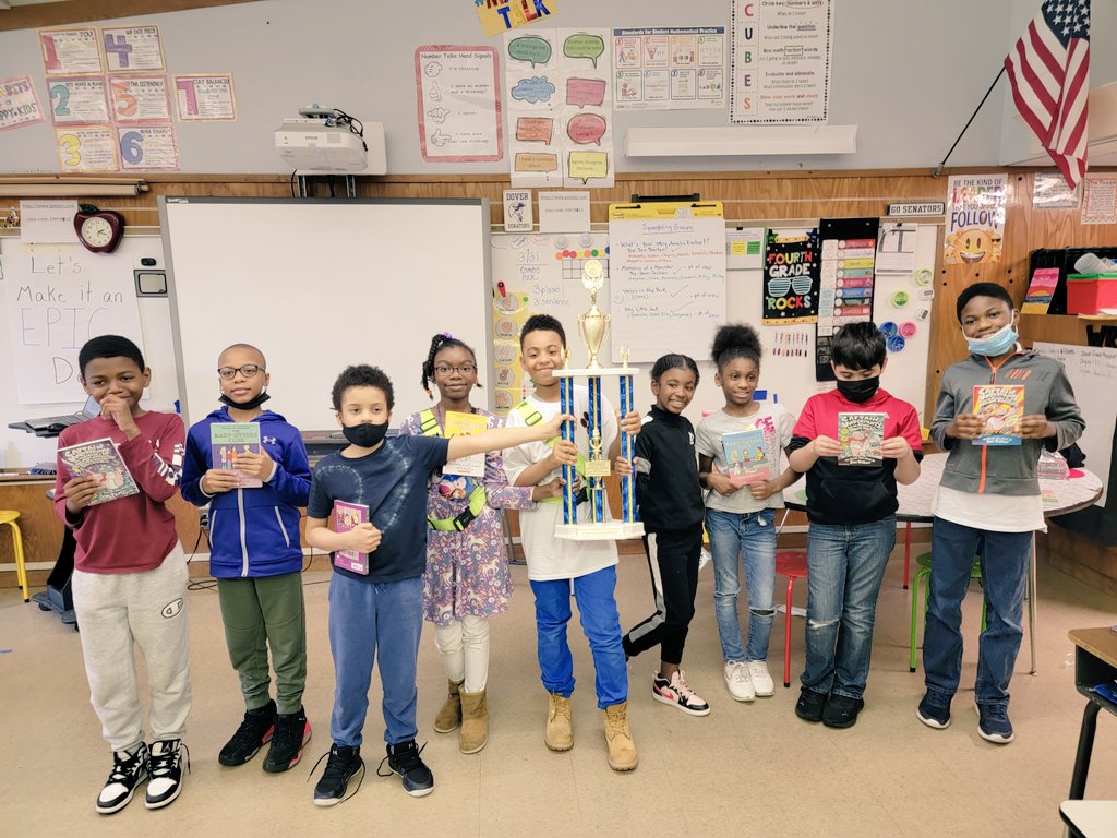 ReadWithMalcolm's tweet photo. The Champs are here. Delaware State Reading Champions at Fairview Elementary in Dover celebrating with their #READBowl Trophy & @Scholastic Books.
Thank you @UnitedWayDE
for making this happen. No doubt we'll be seeing these superstars again.
@UnitedWay #GetDelawareReading https://t.co/tY05XIaOss
