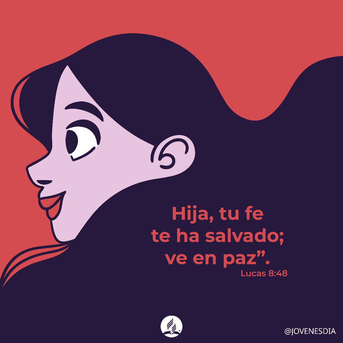 JovenesDIA's tweet photo. Y él le dijo: Hija, tu fe te ha salvado; ve en paz.
Lucas 8:48
Jesús sabe lo que sucede hoy en tu vida. Te conoce perfectamente, y anhela que la frase "Hija, tu fe te ha salvado; ve en paz" pueda ser una realidad para ti también❤‍🩹
El espera por ti. ¿Deseas ser sana en Jesús?🤍 https://t.co/ScCAhQS2Iu
