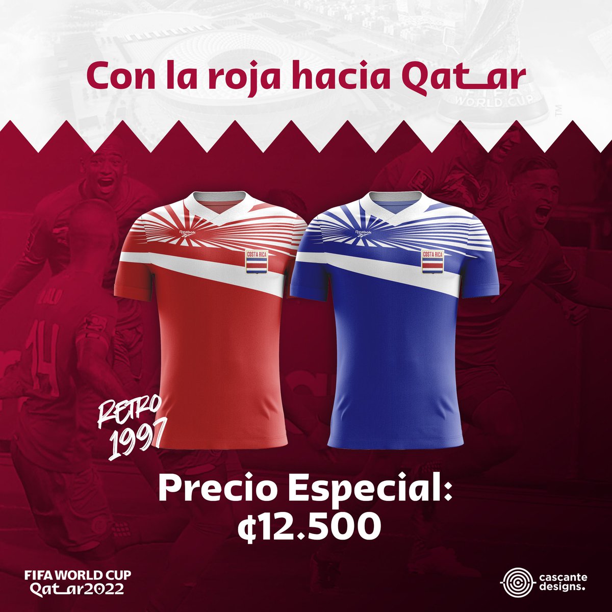 CascanteDesign's tweet photo. ¡Así es! Las camisetas retro de 🇨🇷 tienen en común que todas están a precio especial para que apoyes al equipo de todos en el repechaje (y el mundial🤭)
Precio: ¢12.500 con nombre y número completamente gratis✅

Todas las tallas de hombre, mujer y niño👕
Haz tu pedido ya. https://t.co/Y1KMZq54nv