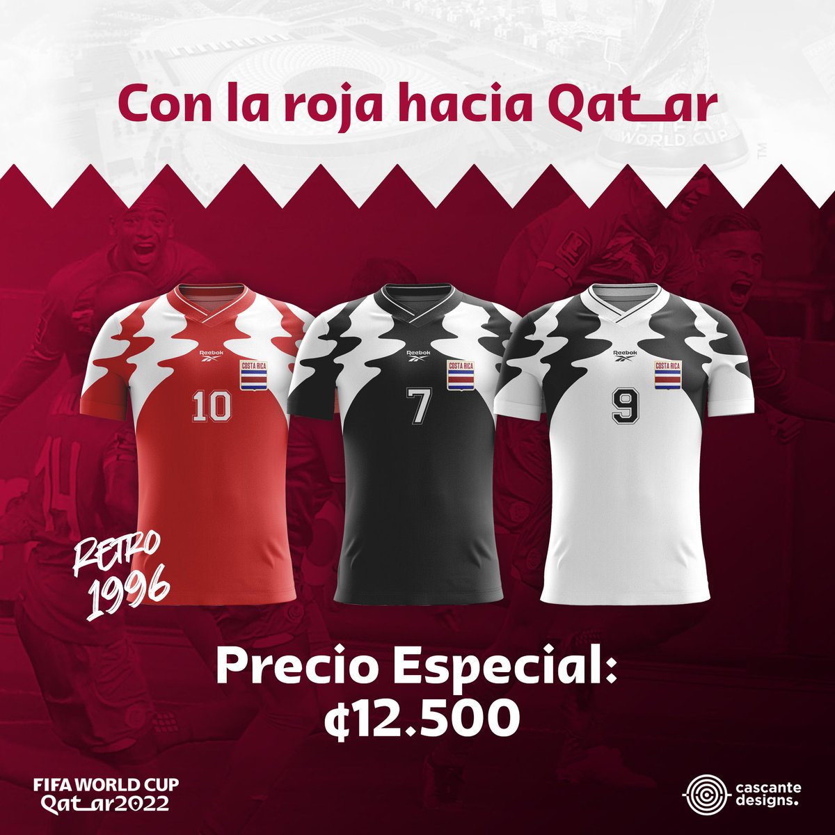 CascanteDesign's tweet photo. ¡Así es! Las camisetas retro de 🇨🇷 tienen en común que todas están a precio especial para que apoyes al equipo de todos en el repechaje (y el mundial🤭)
Precio: ¢12.500 con nombre y número completamente gratis✅

Todas las tallas de hombre, mujer y niño👕
Haz tu pedido ya. https://t.co/Y1KMZq54nv