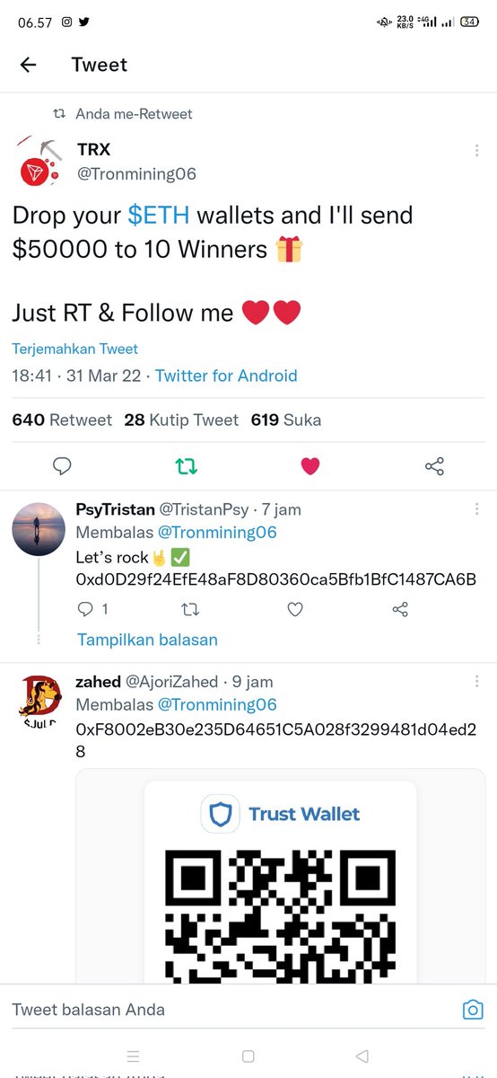 Raditiy98578049's tweet photo. @Tronmining06 Done 
My trus wallet 
0x1B133079a426F06bf37d13FcDD40C9cB077f5272 https://t.co/svD3I7Tj5p