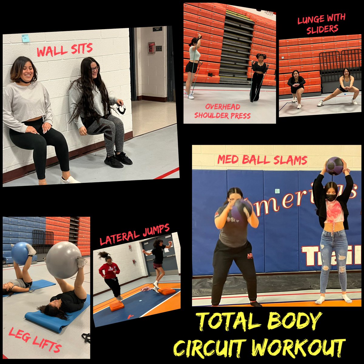 The endorphins really kicked in today! Total of 16 stations, 30sec each, for 2 rounds…  
✅ Cardio 
✅ Muscular Endurance 
✅ Muscular Strength
✅ Keeping Hydrated 
✅ “DJ Reno” 😉 w/  awesome 🎶🎶
✅ Students enjoying working out

<a href="/Americas_HS/">Nancy Torres</a>   #FitSquad