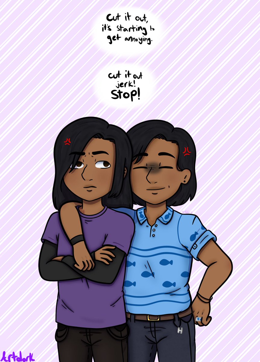 Artdork4's tweet photo. The Tyler twins talking/thinking at the same time and they’re frustrated. Honestly it would be an endless loop of just “Stop it” or “Cut it out.”
#Poweroffive #poweroffive #digitalart #fanart https://t.co/YlYzGHSuWu