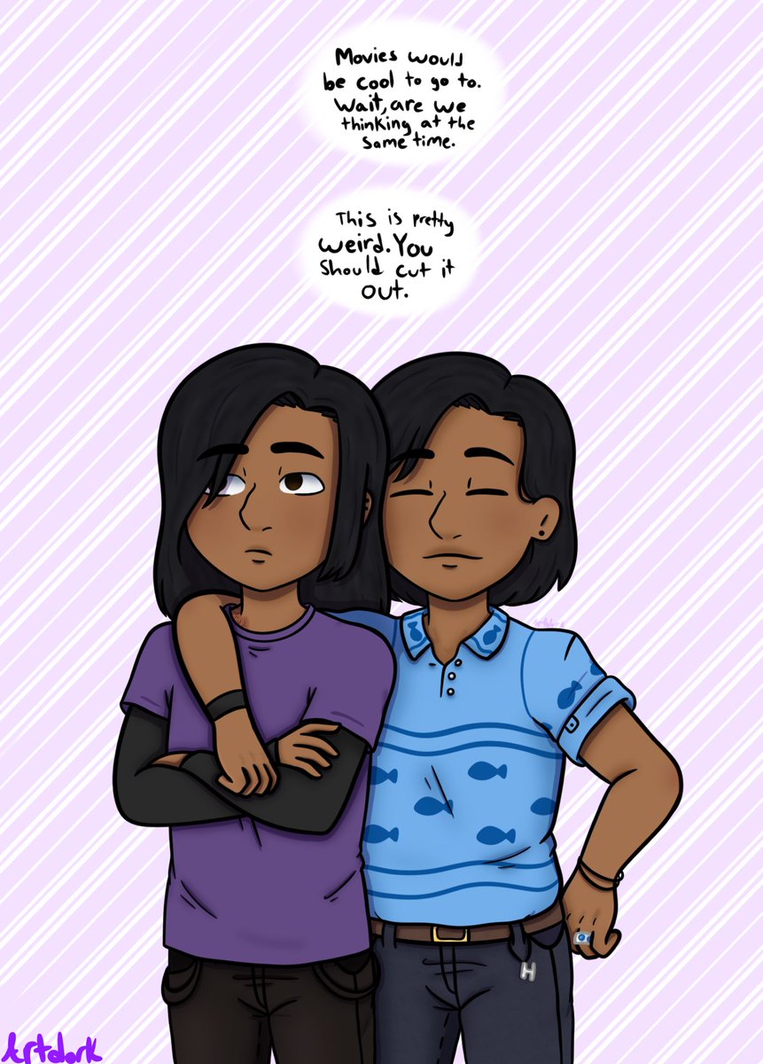 Artdork4's tweet photo. The Tyler twins talking/thinking at the same time and they’re frustrated. Honestly it would be an endless loop of just “Stop it” or “Cut it out.”
#Poweroffive #poweroffive #digitalart #fanart https://t.co/YlYzGHSuWu