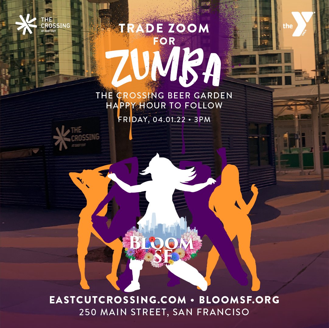 SF_Chamber's tweet photo. Join @eastcutcrossing, #BloomSF &amp; @ymcasf for a Group Zumba Class this Fri, 4/1 at 3p! Happy hour will follow after the class.

✍️ Register here: https://t.co/zCqsxdF5TO

🎫 For more #SanFrancisco events: https://t.co/uuv2bLB32p https://t.co/RNFLbsp93w