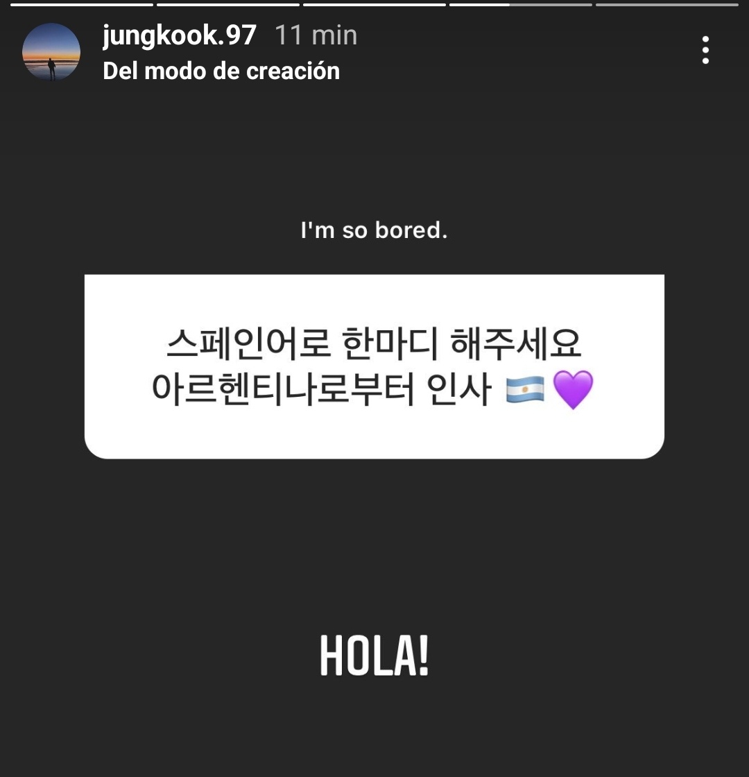 LiryOnni's tweet photo. "Dinos por favor algo en español, saludos desde Argentina 🇦🇷💜"

Jungkook: "HOLA!"

😍😍😍 https://t.co/ljX9JouFg6