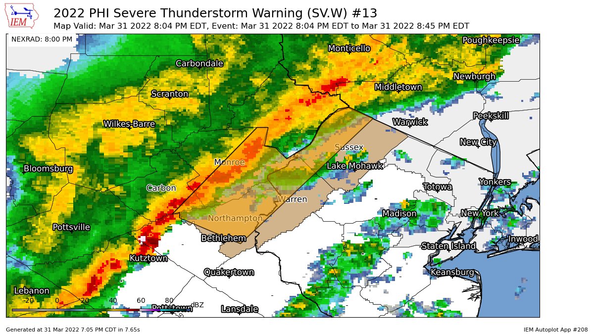 New York Metro Weather on Twitter "PHI issues Severe Thunderstorm Warning [wind 60 MPH (RADAR