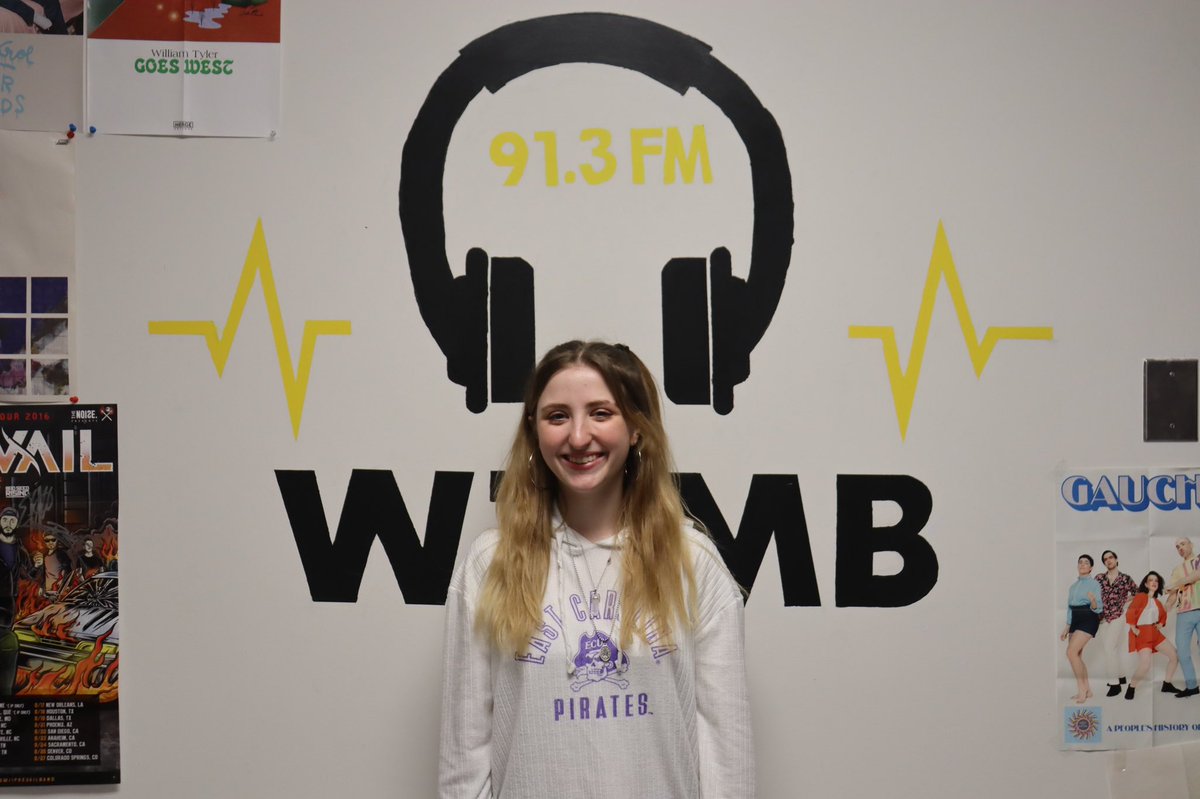 WZMB913's tweet photo. WZMB's DJ of the Month for March is Greta! She is a freshman at ECU majoring in Art. Greta’s hobbies are film, and playing the piano. Greta’s favorite band is Grouplove. She hopes to one day work in film and be a director. Make sure to tune into WZMB to hear Greta! #wzmb https://t.co/PP7mvDqDgC