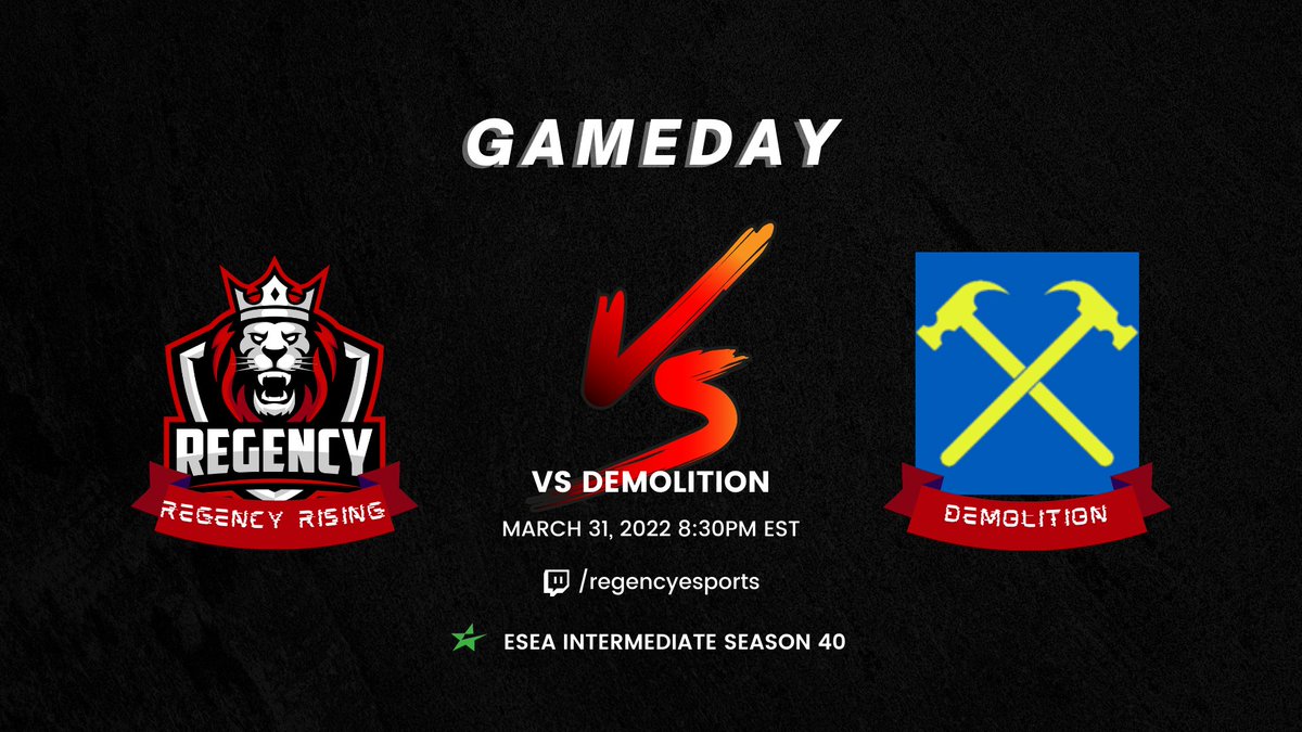 LIVE: Regency Rising VS Demolition | ESEA IM
Playoff Game #2!! GLHF
twitch.tv/regencyesports