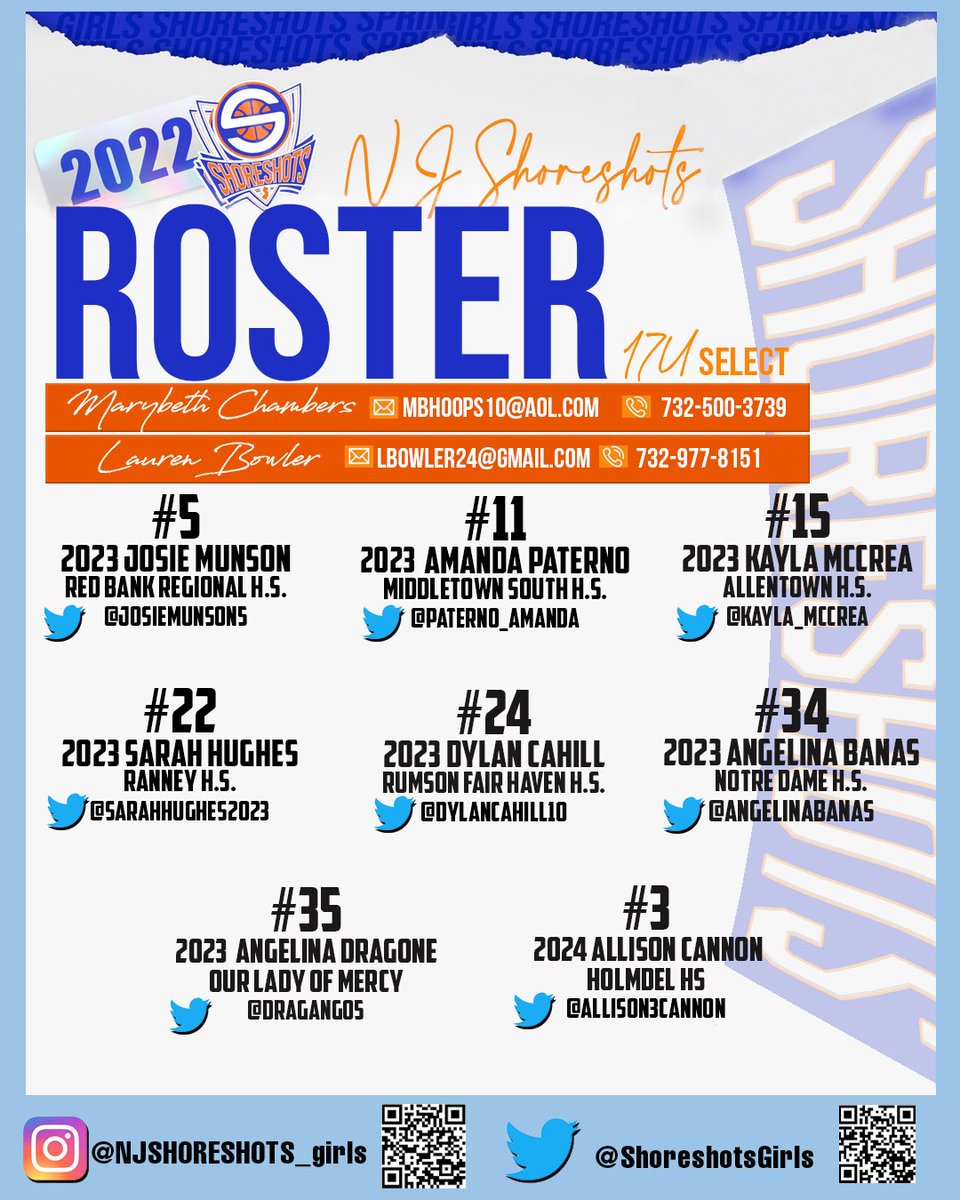 NJ Shoreshots 17U Chambers ready to roll! Check out our Spring/Summer schedule and roster!
<a href="/ShoreshotsGirls/">Shoreshots Girls</a> <a href="/hgsl_girls/">Hoop Group Girls</a> <a href="/traceysabino13/">Tracey Sabino</a> <a href="/MBHoops10/">Mary Beth Chambers</a> <a href="/laurenbowls/">Lauren Bowler</a> <a href="/TinyGreenNBS/">Coach Tiny Green</a>