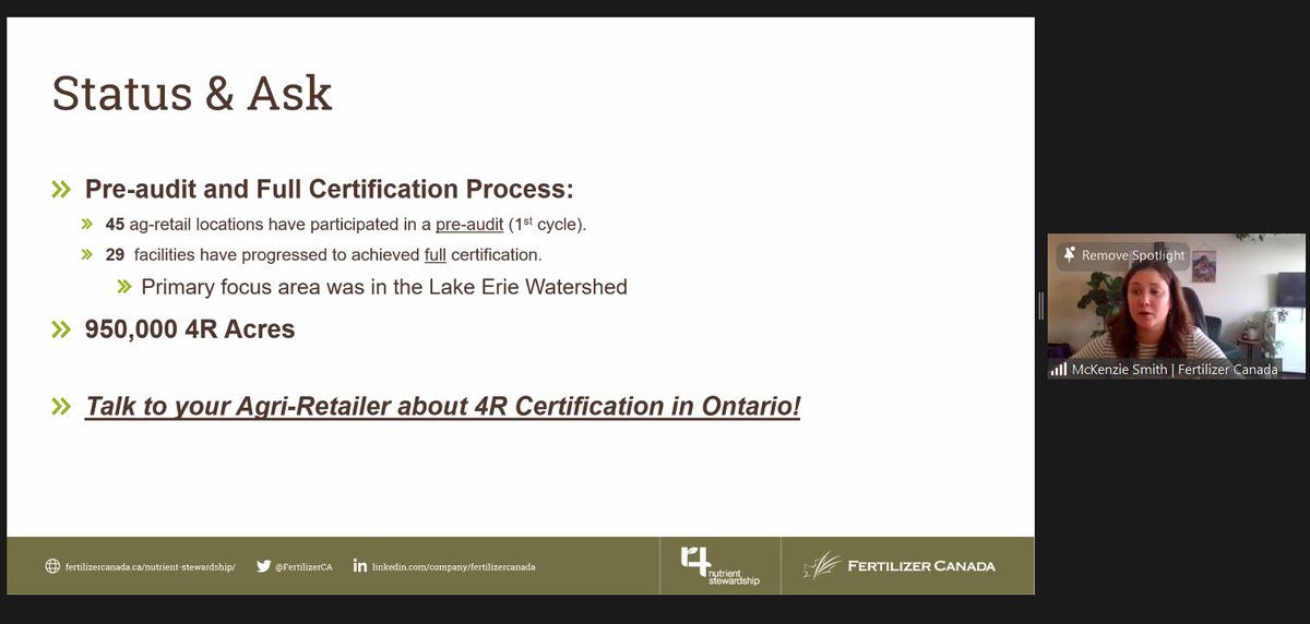 JaniceJaniec's tweet photo. McKenzie Smith from @FertilizerCA talked about 4R Nutrient Stewardship - talk to your agri-retailer about #4RCertification https://t.co/uE8jsxi3Jf