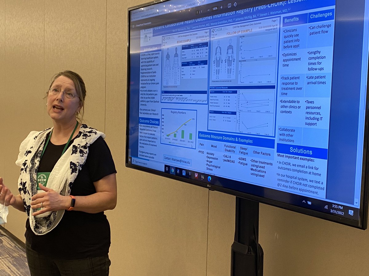 PedsPainMed's tweet photo. Poster presentation by research psychologist @khainswo on chronic pain health outcomes registry study using Peds-CHOIR
#SPPM2022 #SPAFL2022 #PedsPain https://t.co/LsCuB9hgFQ