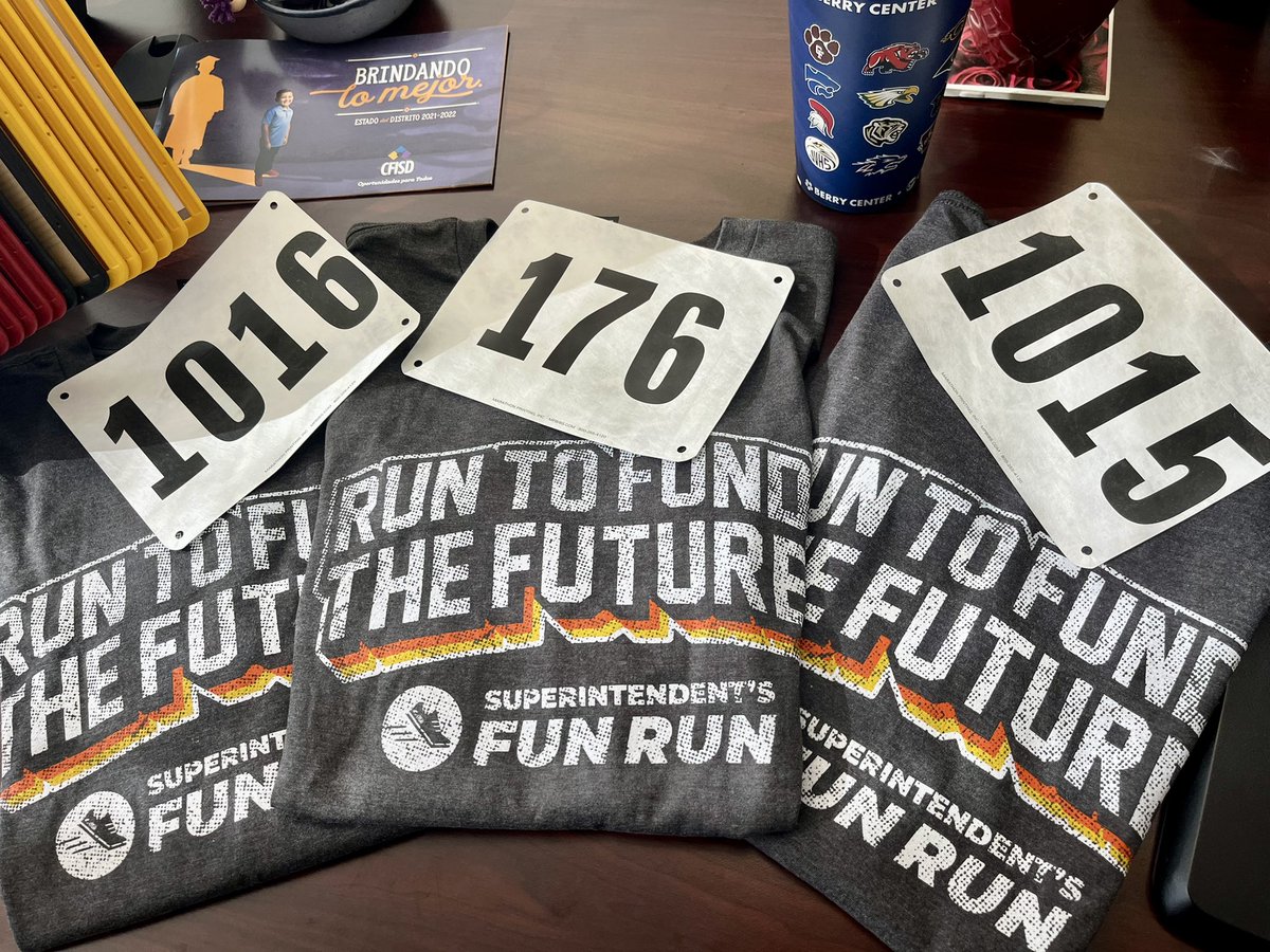 CFISDRosario's tweet photo. Are you ready? We are! We picked up our packet and are ready for the #CFISDFunRun on April 9! With proceeds benefiting @theCFEF, it is a great reason to participate and help fund the future! #CFISDspirit 🎉 @SuptMarkHenry @CyFairISD @BerryCenter https://t.co/YBxw5B5bz7