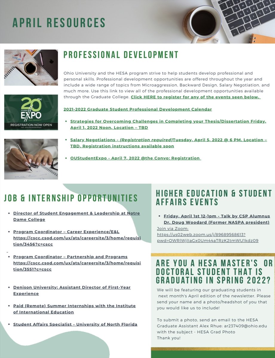 HESAOhio's tweet photo. (1/2) Here is our monthly HESA eNewsletter: March edition! https://t.co/552gdcdP6r